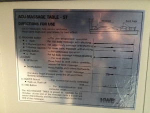 Acu-Massage ST Table instruction plate